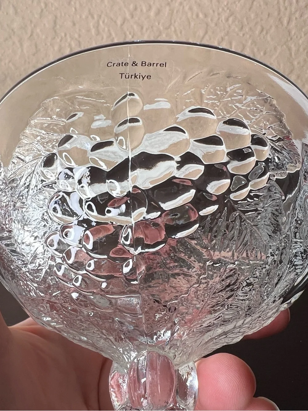 Vintage 1990s Crate & Barrel Fruit Glass Dessert Coupes Pair
